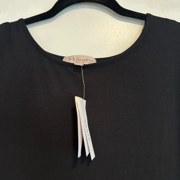 NWT philosophy Black Soft Flowy. High/Low hem. 3/4 Sleeve 2XL. Tunic - Picture 10 of 11
